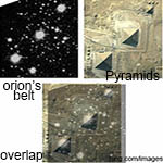 image of giza pyramids overlapped with orions belt
