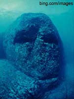 image of a face on a rock at the site of yonaguni japan